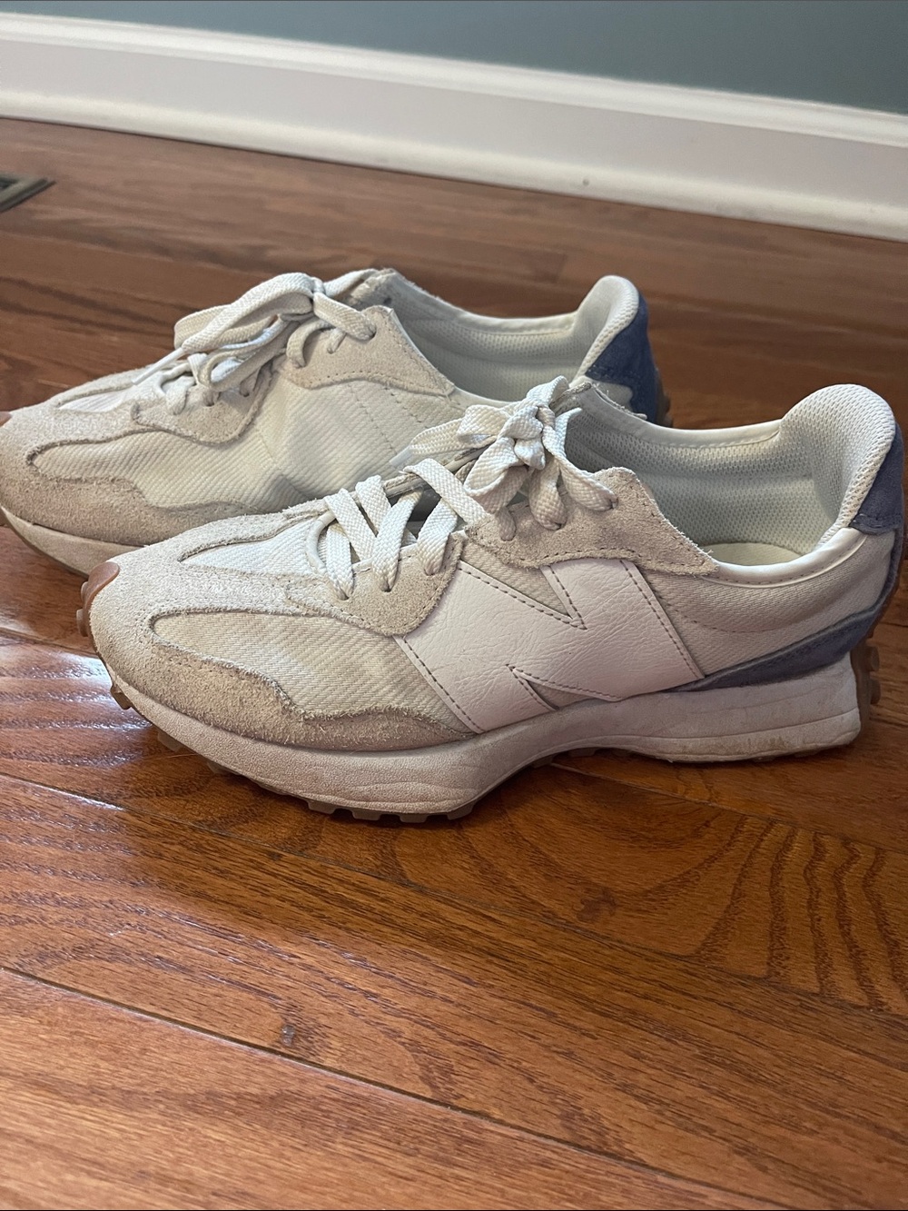New Balance White and Light Gray Low-Top Sneakers